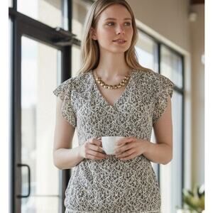 Banana Republic crochet lace wrap shirt/blouse